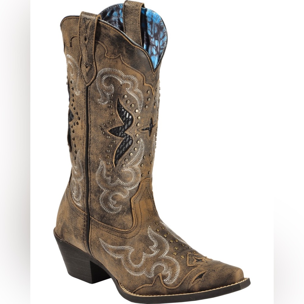 LAREDO WOMEN'S LUCRETIA STUDDED SNAKE
INLAY WESTERN BOOTS Size 9